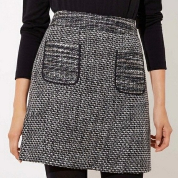 LOFT Plus black, white and silver tweed mini skirt with front pockets size 18 - Picture 2 of 6